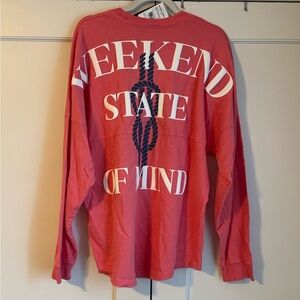 Weekend State of Mind Coral Long Sleeve Tee